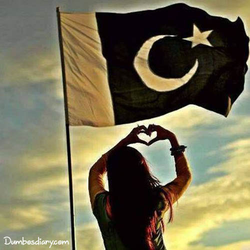 A girl showing love for Pakistani flag