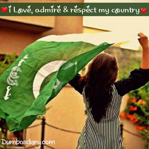 A girl under shadow of Pakistani flag