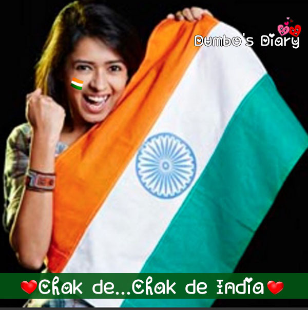A girl with indian flag quote