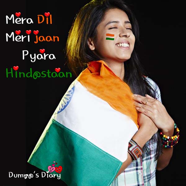 A girl wrap indian flag dp