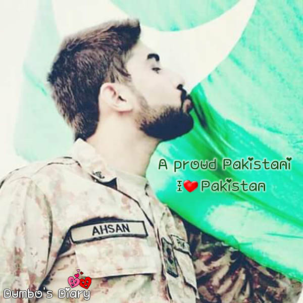 Army boy kissing pakistani flag