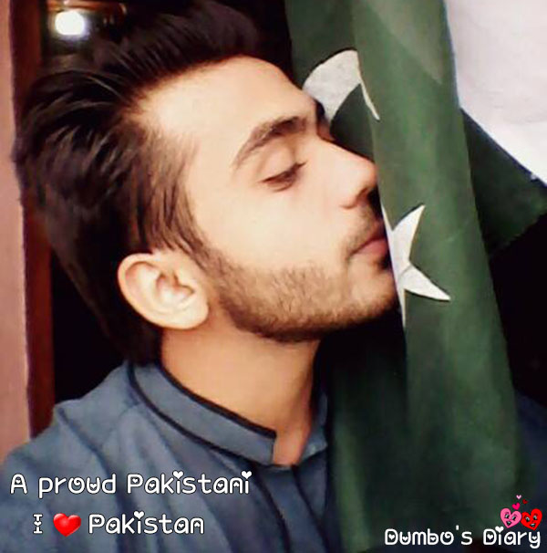 Boy kissing Pakistani flag