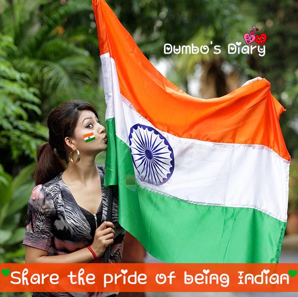 Girl kissing indian flag dp with quote