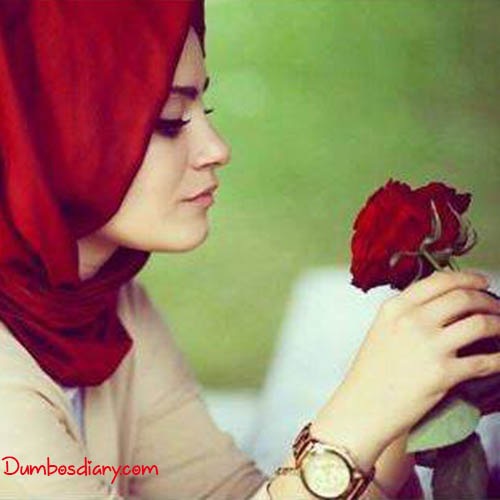 dp Muslim beautiful girls hijab with rose
