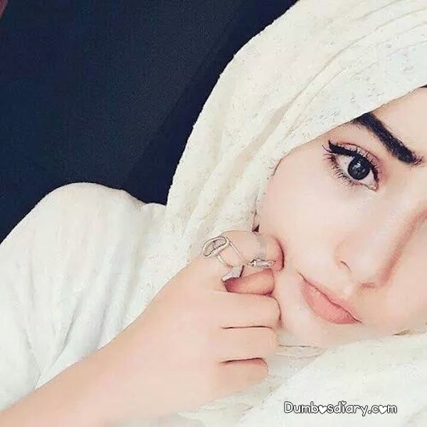 Pretty girl in white hijab