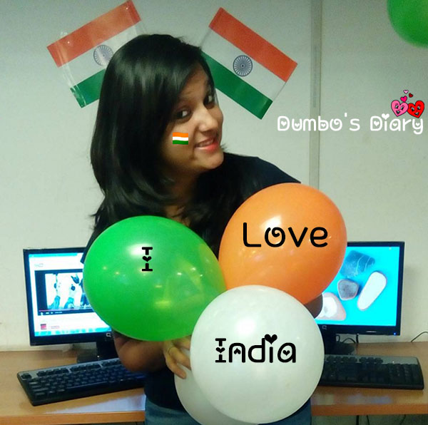 girl with tri color balloons on republic day