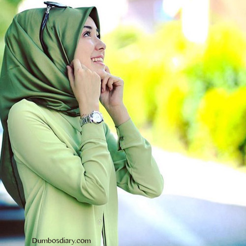pretty green hijab girl dp