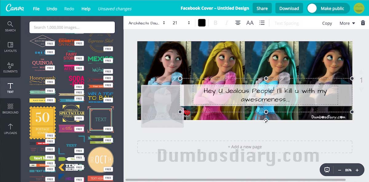 Use Canva to design cover photos online for Social Media