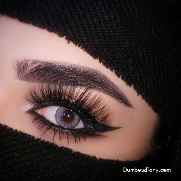 Beautiful grey eyes of Muslim girl in veil
