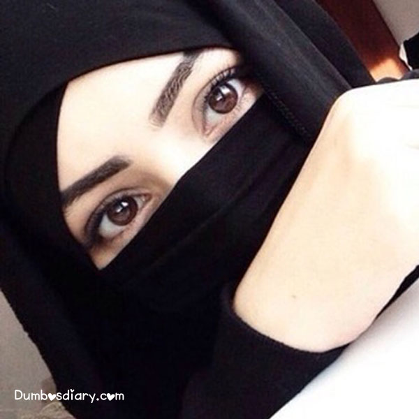 Beautiful hijabi girl in black veil with pretty eyes